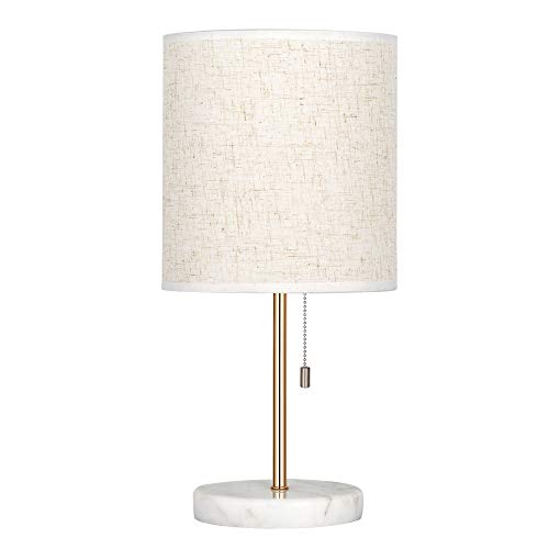 HAITRAL Bedside Table Lamp - Small Nightstand Lamp with Marble Base, Lamp for Bedroom, Office, Girls Room - Gold