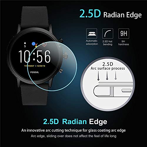 Suoman 3-Pack for Fossil Gen 5 Carlyle HR and Fossil Gen 6 Men Women Screen Protector Tempered Glass Smartwatch [2.5D 9H Hardness] [Anti-Scratch]