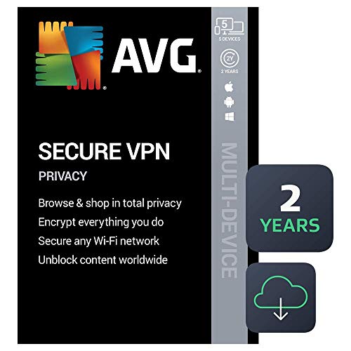 AVG Secure VPN 2021 | 5 Devices, 2 Years [PC/Mac/Mobile Download]