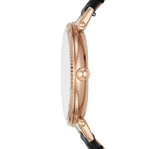 Fossil Women's Daisy Quartz Stainless Steel and Leather Three-Hand Watch, Color: Rose Gold, Black (Model: ES4793)