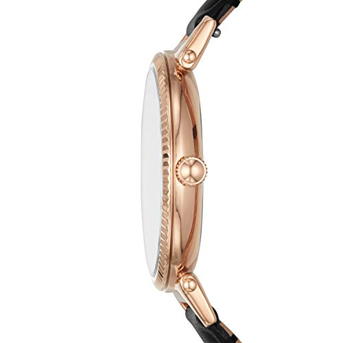 Fossil Women's Daisy Quartz Stainless Steel and Leather Three-Hand Watch, Color: Rose Gold, Black (Model: ES4793)