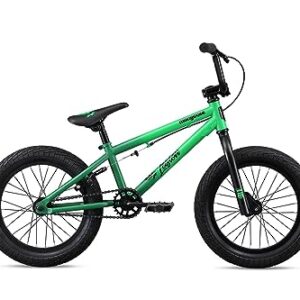 Mongoose Legion L16 Kids Freestyle Sidewalk BMX Bike, Beginner Riders, 16-inch Wheels, Hi-Ten Steel Frame, Micro Drive 25x9T BMX Gearing, Green