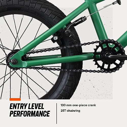 Mongoose Legion L16 Kids Freestyle Sidewalk BMX Bike, Beginner Riders, 16-inch Wheels, Hi-Ten Steel Frame, Micro Drive 25x9T BMX Gearing, Green