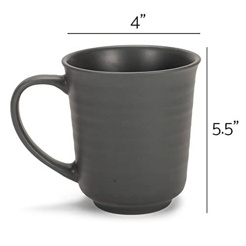 Elanze Designs Black Matte Glaze Finish 17 ounce Stoneware Coffee Cup Mugs Set of 4