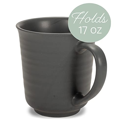 Elanze Designs Black Matte Glaze Finish 17 ounce Stoneware Coffee Cup Mugs Set of 4