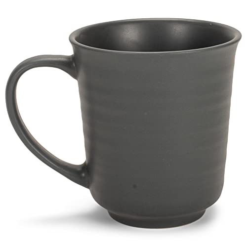 Elanze Designs Black Matte Glaze Finish 17 ounce Stoneware Coffee Cup Mugs Set of 4