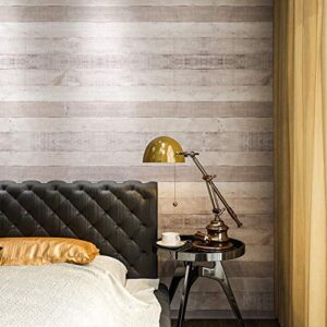 Art3d 17.7"x78.7" Peel and Stick Wallpaper - Decorative Self Adhesive Vinyl Film Wood Grain Wallpaper for Furniture Cabinet Countertop Shelf Paper, Brownish Shiplap Wallpaper