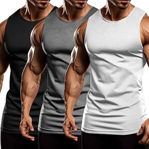 coofandy men's 3 pack workout tank tops sleeveless gym shirts bodybuilding fitness muscle tee shirts