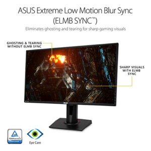 ASUS TUF Gaming 27" 2K HDR Gaming Monitor (VG27AQ) - QHD (2560 x 1440), 165Hz (Supports 144Hz), 1ms, Extreme Low Motion Blur, Speaker, G-SYNC Compatible, VESA Mountable, DisplayPort, HDMI ,Black