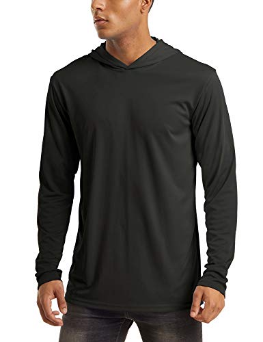 MAGCOMSEN Long Sleeve T Shirt Men UPF 50+ Quick Dry Fishing Shirts Performance Lightweight Shirts Workout Running Shirts Active Hiking Shirts Athletic T-Shirt Black