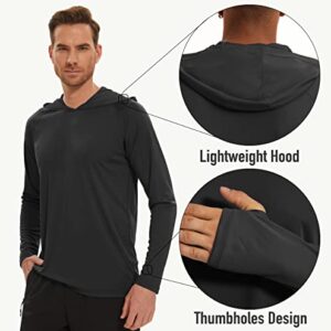 MAGCOMSEN Long Sleeve T Shirt Men UPF 50+ Quick Dry Fishing Shirts Performance Lightweight Shirts Workout Running Shirts Active Hiking Shirts Athletic T-Shirt Black