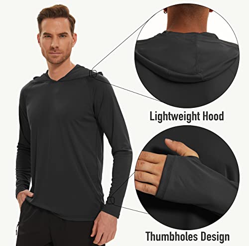 MAGCOMSEN Long Sleeve T Shirt Men UPF 50+ Quick Dry Fishing Shirts Performance Lightweight Shirts Workout Running Shirts Active Hiking Shirts Athletic T-Shirt Black