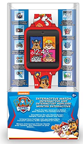 Accutime Kids Nickelodeon Paw Patrol Red Educational Touchscreen Smart Watch Toy for Toddlers, Boys, Girls - Selfie Cam, Learning Games, Alarm, Calculator, Pedometer & More (Model: PAW4275AZ)