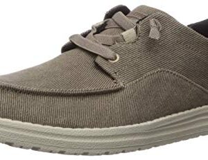 Skechers Men's VOLGO Slip ON Melson Canvas Slip-On Moccasin Shoe, Brown, 12 Medium US