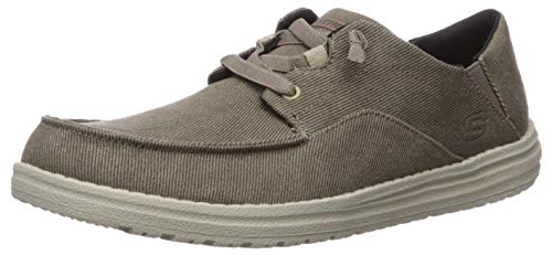 Skechers Men's VOLGO Slip ON Melson Canvas Slip-On Moccasin Shoe, Brown, 12 Medium US