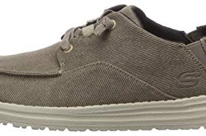 Skechers Men's VOLGO Slip ON Melson Canvas Slip-On Moccasin Shoe, Brown, 12 Medium US