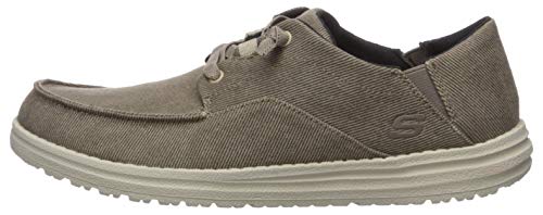 Skechers Men's VOLGO Slip ON Melson Canvas Slip-On Moccasin Shoe, Brown, 12 Medium US