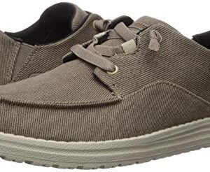 Skechers Men's VOLGO Slip ON Melson Canvas Slip-On Moccasin Shoe, Brown, 12 Medium US