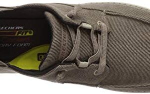 Skechers Men's VOLGO Slip ON Melson Canvas Slip-On Moccasin Shoe, Brown, 12 Medium US