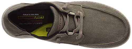 Skechers Men's VOLGO Slip ON Melson Canvas Slip-On Moccasin Shoe, Brown, 12 Medium US