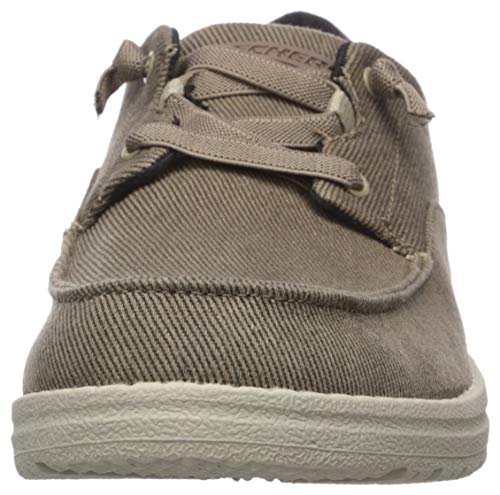 Skechers Men's VOLGO Slip ON Melson Canvas Slip-On Moccasin Shoe, Brown, 12 Medium US