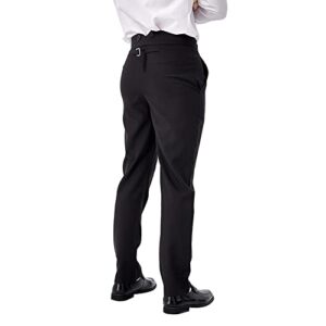 Mens Medieval Steampunk Pants Classic Victorian High Waist Fall Front Trousers,34-36 Black