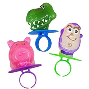 Toy Story Individually Wrapped Lollipop Rings Birthday Party Supplies, Buzz Lightyear, Rex, and Hamm, Character Shaped Suckers, Pack of 18