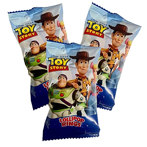 Toy Story Individually Wrapped Lollipop Rings Birthday Party Supplies, Buzz Lightyear, Rex, and Hamm, Character Shaped Suckers, Pack of 18