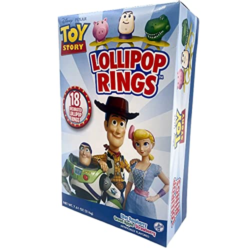 Toy Story Individually Wrapped Lollipop Rings Birthday Party Supplies, Buzz Lightyear, Rex, and Hamm, Character Shaped Suckers, Pack of 18