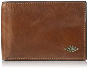 fossil men's ryan leather rfid-blocking slim minimalist bifold front pocket wallet, dark brown, (model: ml4229201)