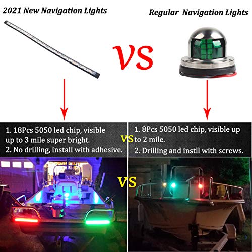 Botepon Navigation Led Lights For Boats , Red and Green Bow Lights, Boat Night Fishing Lights, Deck Lights, IP67 Waterproof for Pontoon Boat Bas Boat Dinghy Kayak Jon Boat Yacht