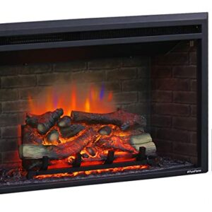 PuraFlame Western Electric Fireplace Insert with Fire Crackling Sound, Remote Control, 750/1500W, Black, 33 5/64 Inches Wide, 21 Inches High