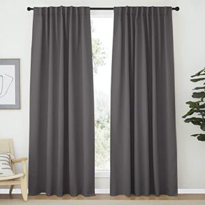 nicetown blackout curtain panels window draperies - (grey color) 70x84 inch, 2 pieces, insulating room darkening blackout drapes for bedroom