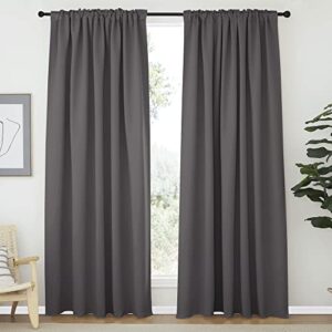 NICETOWN Blackout Curtain Panels Window Draperies - (Grey Color) 70x84 inch, 2 Pieces, Insulating Room Darkening Blackout Drapes for Bedroom