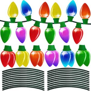 72 pieces christmas car refrigerator decorations - 24 reflective bulb light shaped magnets 48 magnetic wires ornaments set xmas holiday cute decor
