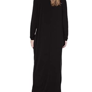 Verdusa Women's Long Sleeve Pocketed Loose Long Maxi Dress Black XL