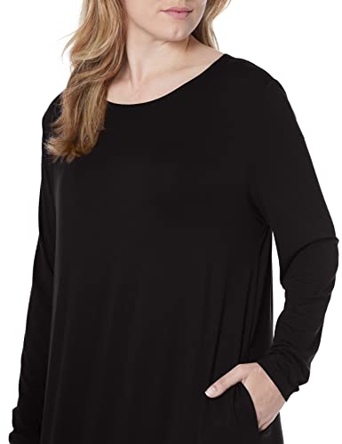 Verdusa Women's Long Sleeve Pocketed Loose Long Maxi Dress Black XL