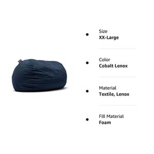 Big Joe Fuf XXL Foam Filled Bean Bag Chair with Removable Cover, Cobalt Lenox, Durable Woven Polyester, 6 feet Giant