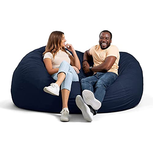 Big Joe Fuf XXL Foam Filled Bean Bag Chair with Removable Cover, Cobalt Lenox, Durable Woven Polyester, 6 feet Giant