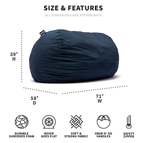 Big Joe Fuf XXL Foam Filled Bean Bag Chair with Removable Cover, Cobalt Lenox, Durable Woven Polyester, 6 feet Giant