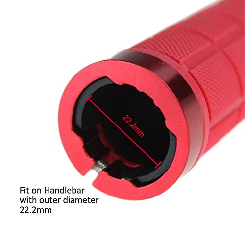 Platt Bike Handlebar Grips Rubber Comfortable Bicycle Handle Grip for MTB/BMX with Plastic End Caps,Red