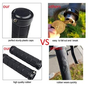 Platt Bike Handlebar Grips Rubber Comfortable Bicycle Handle Grip for MTB/BMX with Plastic End Caps,Red