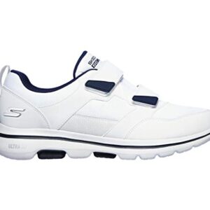 Skechers Men's Gowalk-Athletic Hook and Loop Walking Shoes | Two Strap Sneakers | Air-Cooled Foam, White/Navy, 13