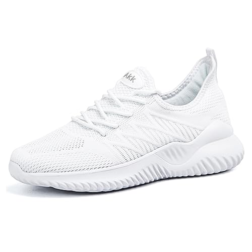 Akk White Sneakers for Women Walking Shoes Womens Comfy Tennis Memory Foam Gym Workout Athletic Nursing Running Work Shoes Size 7