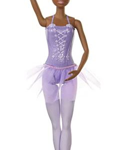 Barbie Ballerina Doll in Purple Removable Tutu with Black Hair in Top Knot, Brown Eyes, Ballet Arms & Sculpted Toe Shoes