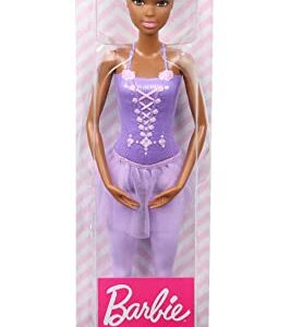 Barbie Ballerina Doll in Purple Removable Tutu with Black Hair in Top Knot, Brown Eyes, Ballet Arms & Sculpted Toe Shoes