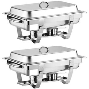 giantex 2 packs chafing dish 9 quart chafer dishes buffet set stainless steel rectangular chafing dish set full size with 2 half size pan (23.5" lx 14”wx12”h (9 quart))