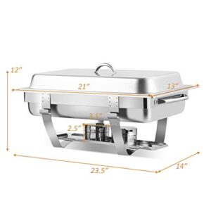 Giantex 2 Packs Chafing Dish 9 Quart Chafer Dishes Buffet Set Stainless Steel Rectangular Chafing Dish Set Full Size with 2 Half Size Pan (23.5" Lx 14”Wx12”H (9 Quart))