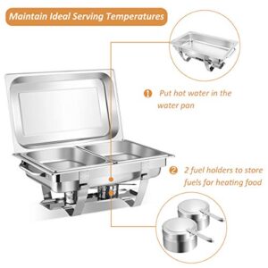 Giantex 2 Packs Chafing Dish 9 Quart Chafer Dishes Buffet Set Stainless Steel Rectangular Chafing Dish Set Full Size with 2 Half Size Pan (23.5" Lx 14”Wx12”H (9 Quart))