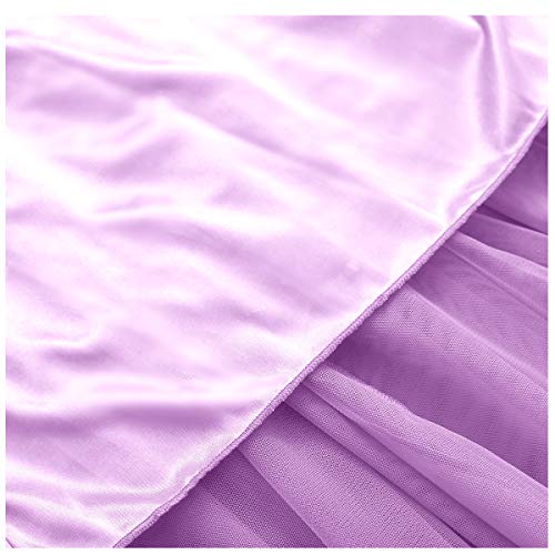 OBBUE Women's A Line Tulle Party Evening Tutu Skirts Tea Length Lavender-S/M